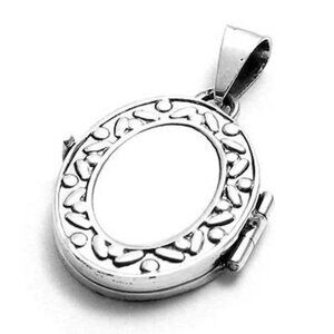 GLAMOROUS STERLING SILVER OVAL FANCY ENGRAVABLE LOCKET